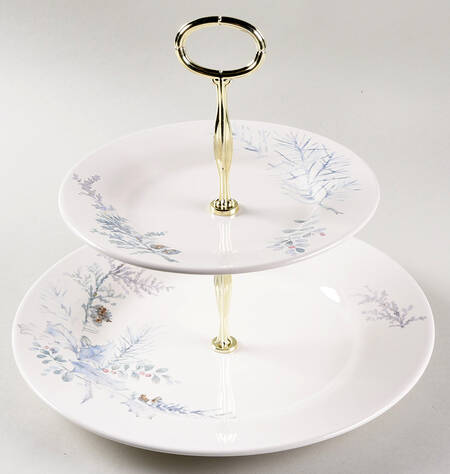 Winter Frost 6 5/8"-10"  2 Tiered Serving Tray (Dp, Sp) HC