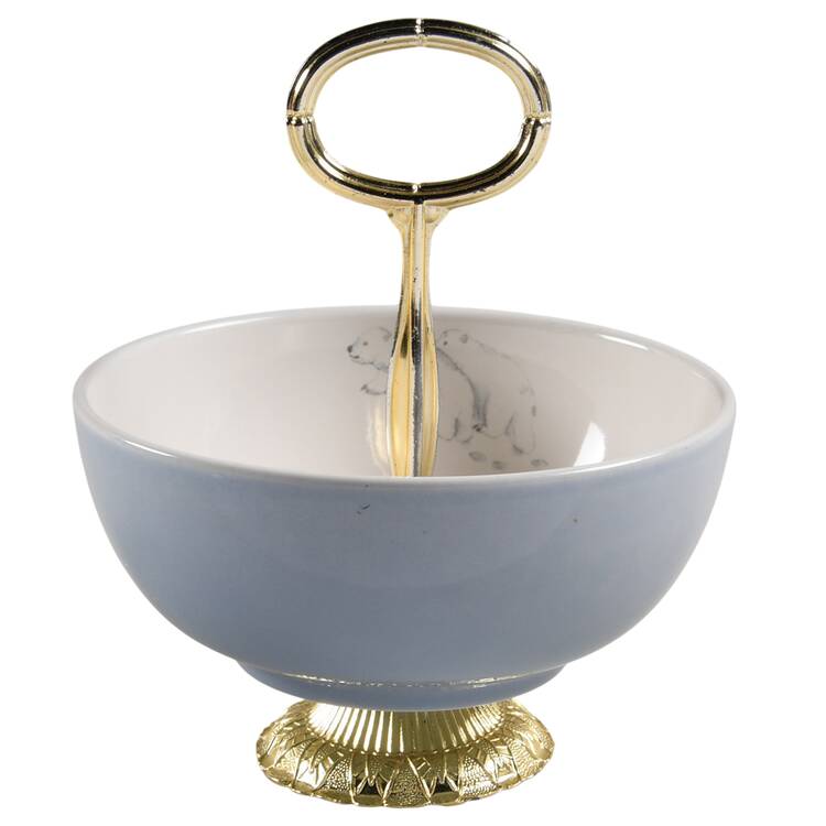 Winter Frost 6"-7" Handled Footed Nut Dish HC