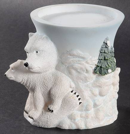 Winter Frost Candleholder-Pillar/Sculpted-Resin