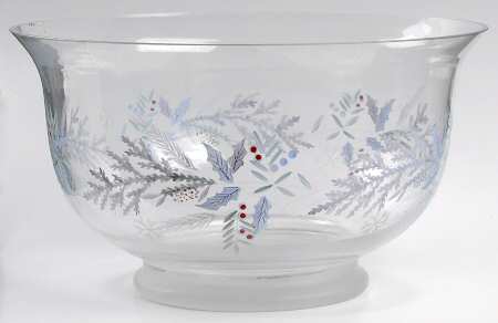 Winter Frost Hand Painted Glass Salad Bowl