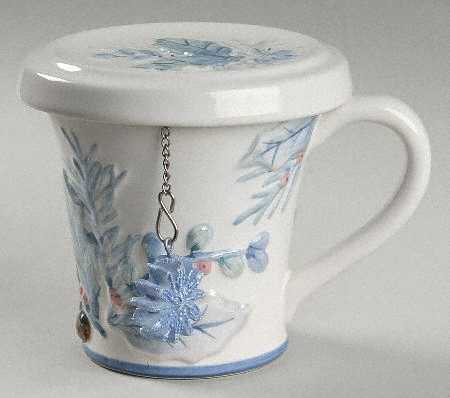 Winter Frost Embossed Mug & Lid W/Tea Strainer Set