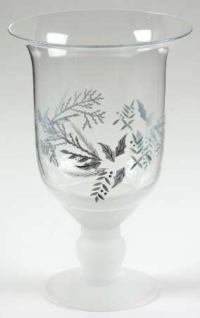 Winter Frost Handpainted Glass Hurricane Lamp