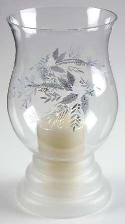 Winter Frost Handpainted Glass Hurricane Lamp
