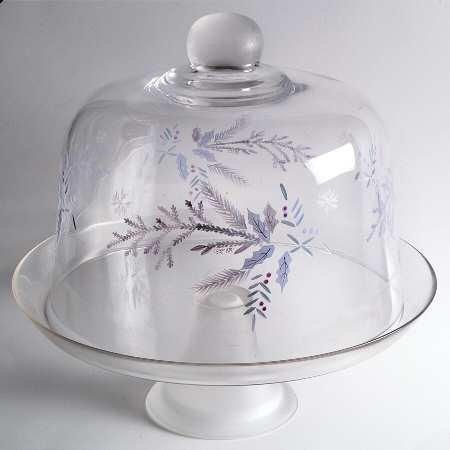 Winter Frost Glassware Cake Stand with Dome