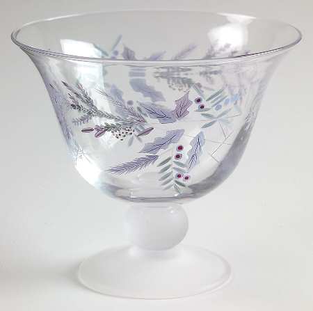 Winter Frost Hand Painted Dessert Footed Glassware