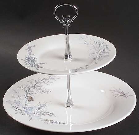 Winter Frost 2 Tiered Serving Tray (Dinner & Salad Plate)