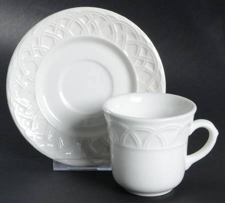 Basket Relief Flat Cup & Saucer Set
