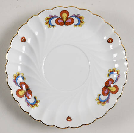 Farmer's Rose (Swirl, Gold Trim) Saucer for Flat Cup
