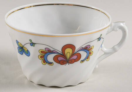 Farmer's Rose (Swirl, Gold Trim) Flat Cup