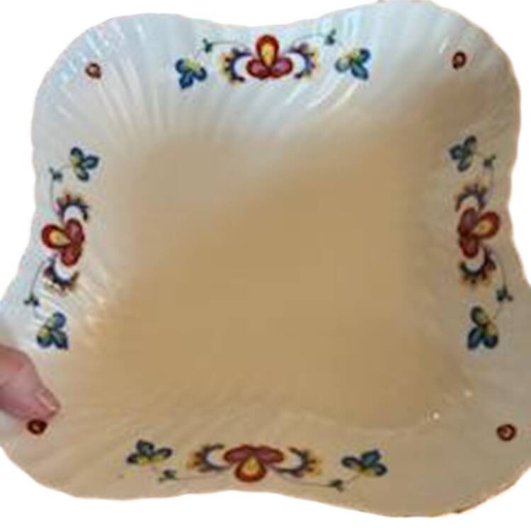 Farmer's Rose (Swirl, Gold Trim) 11" Square Vegetable Bowl