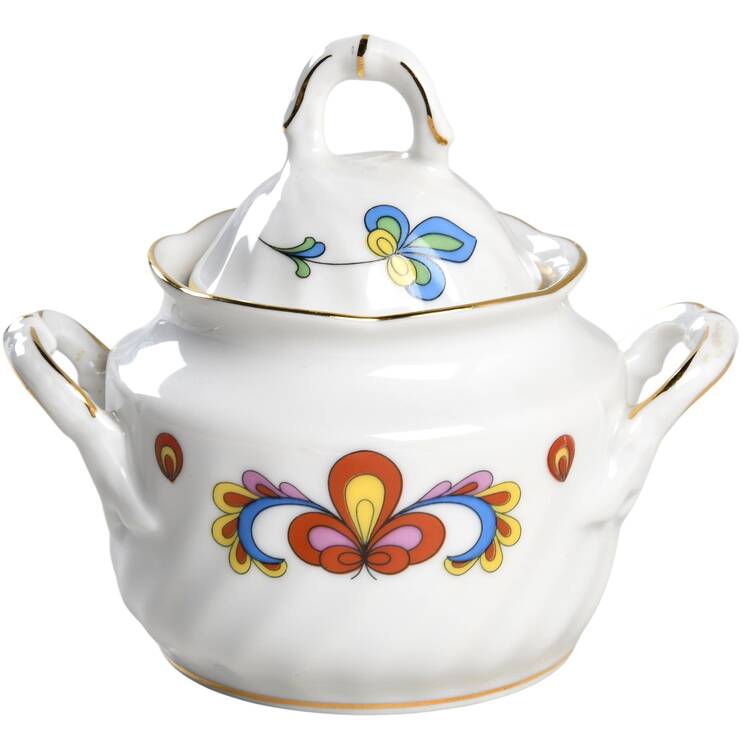 Farmer's Rose (Swirl, Gold Trim) Sugar Bowl & Lid