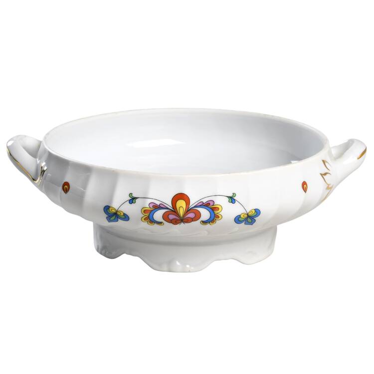 Farmer's Rose (Swirl, Gold Trim) Round Vegetable No Lid