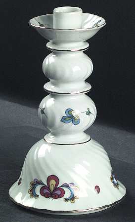 Farmer's Rose (Swirl, Gold Trim) Tall Candlestick