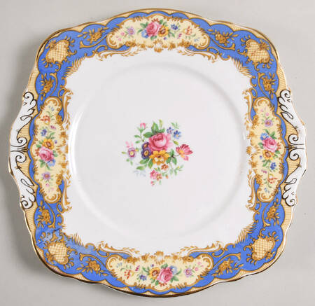 Pompadour Blue Handled Cake Plate