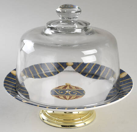 Royal Holiday 6 1/2"-7 1/2" Footed Cheese Plate w/ Glass Dome HC