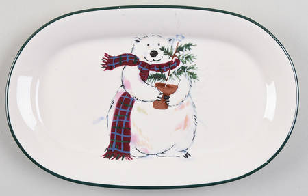 Snow Bear Oval Dessert Plate