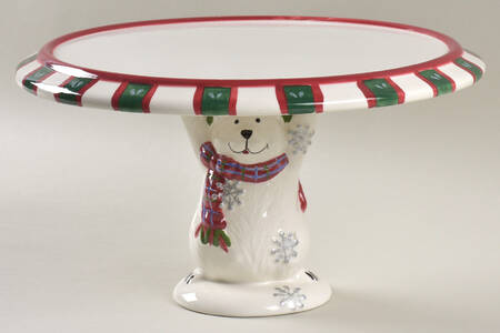 Snow Bear 10" Diameter Pedestal Cake Stand