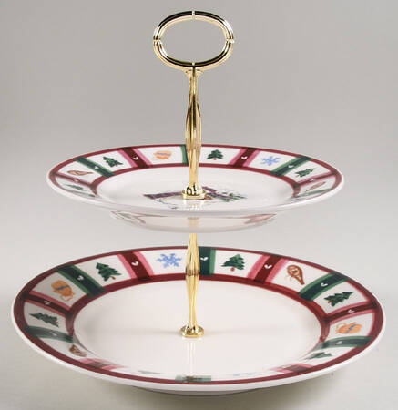 Snow Bear 6 5/8"-10"  2 Tiered Serving Tray (Dp, Sp) HC