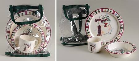 Snow Bear Child's Melamine Set with Backpack