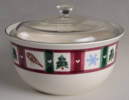 Snow Bear 3 Qt Round Covered Casserole with Glass Lid