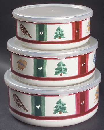 Snow Bear (3 Piece) Metal Bowl W/Plastic Lids (5", 6", 7")