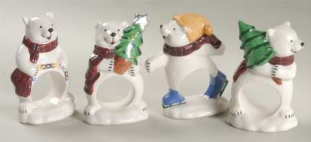Snow Bear Napkin Ring - Set of 4 (Motif 1-4)