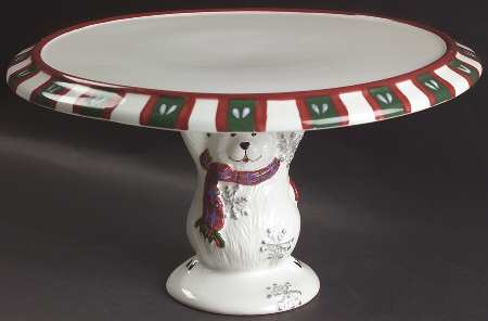 Snow Bear 12" Diameter Pedestal Cake Stand
