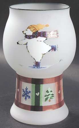 Snow Bear Glass Pillar Float Candleholder