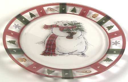 Snow Bear Round Glassware Platter