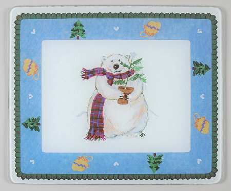 Snow Bear Rectangular Glassware Cutting Board
