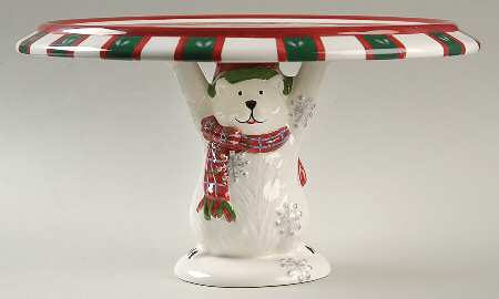 Snow Bear 12" Diameter Pedestal Cake Stand