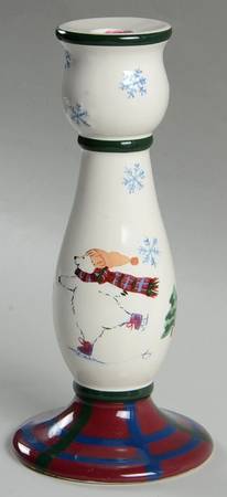 Snow Bear 8" Tall Candlestick