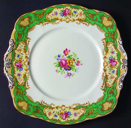 Pompadour Green Handled Cake Plate