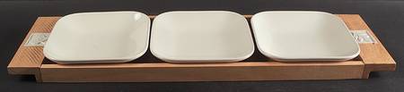 Sierra 3-Part Relish with Rectangular Wood Tray