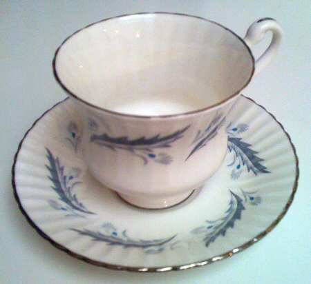 Bridal Leaf (Ribbed Rim) Footed Cup & Saucer Set