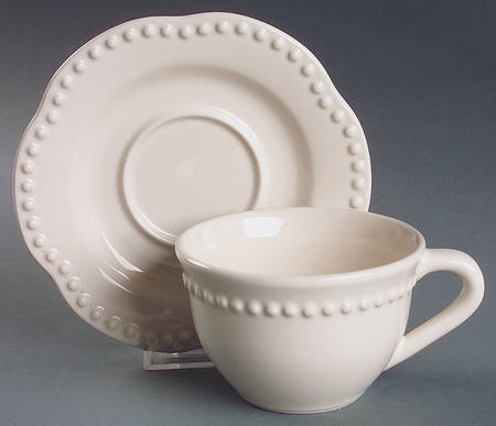 Emma White Flat Cup & Saucer Set