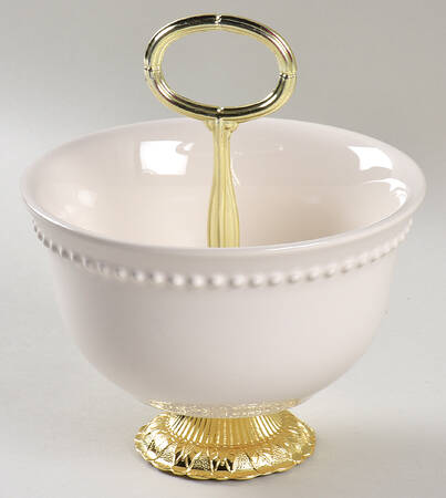 Emma White 6"-7" Handled Footed Nut Dish HC