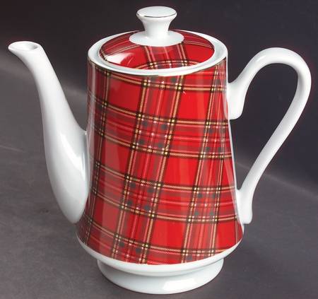 Red Plaid Coffee Pot & Lid