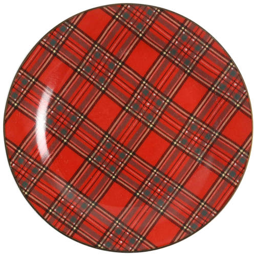 Red Plaid Salad Plate by Pacific Rim