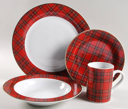 Red Plaid 4 Piece Place Setting by Pacific Rim