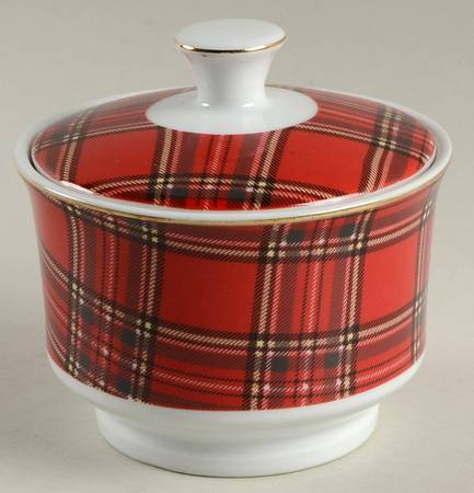 Red Plaid Sugar Bowl & Lid