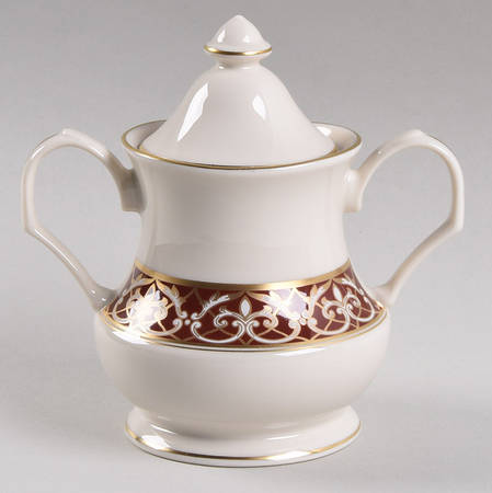 Santa Clara (Ivory Background) Sugar Bowl & Lid