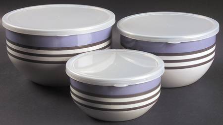 Mystic 3 Pc Metal Bowl W/Plastic Lids(5 3/4",6 7/8"&7 3/4