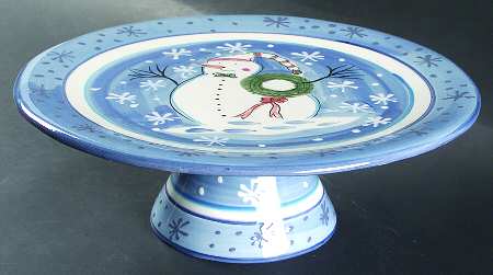 Snowman 12" Diameter Pedestal Cake Stand