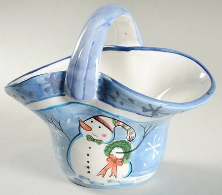 Snowman 8" Handled Basket