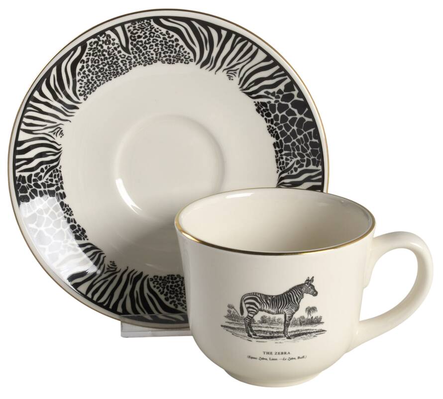 Bewick's Beastes Flat Cup & Saucer Set by Prinknash