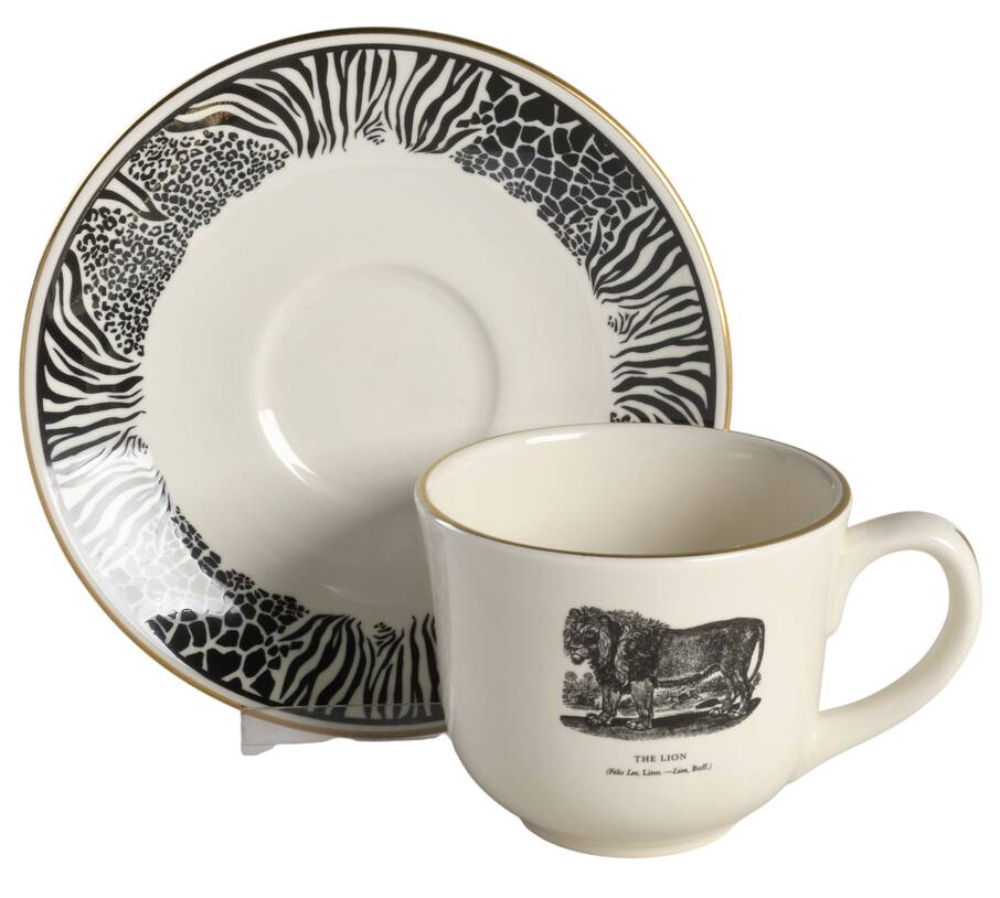 Bewick's Beastes Flat Cup & Saucer Set by Prinknash