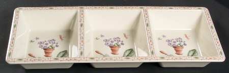 Flower Garden Melamine 3 Section Rectangular Tray