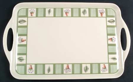 Flower Garden 19" Rectangular Handled Serving Melamine Tray