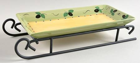 Pistoulet Sled Server-11" Rectangular Tray W/Iron Sled Stand